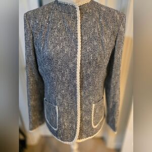 Women's Gray/White Tweed Blazer